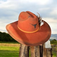 Image 3 of UT Longhorn Burned Cowboy Hat and Fascinator