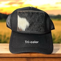 Image 4 of Custom Initial Cowhide Trucker Hat