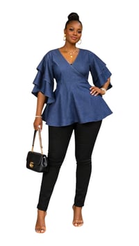 Image 1 of Denim wrap top 