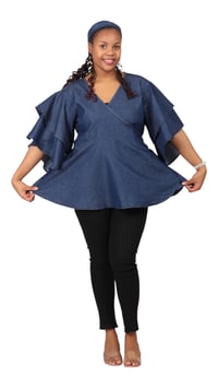 Image 2 of Denim wrap top 