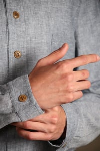 Image 19 of BED SHIRT - blue chambray