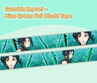 Image 1 of Xiao Genshin Impact Green Foil Washi Tape