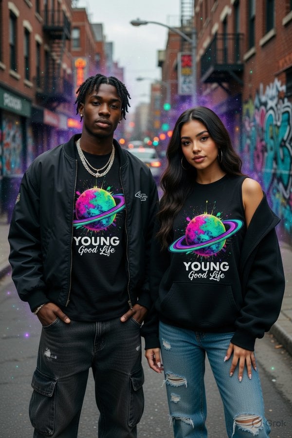 Image of YGL x Grok AI Cosmic Neon Tee