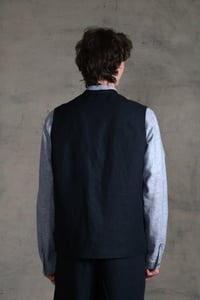 Image 6 of Clayton Gilet linen - Dark Navy