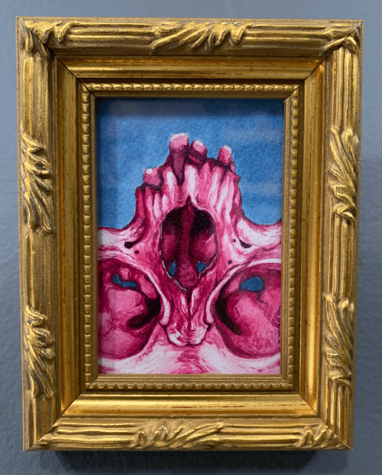 Image of UPSIDE DOWN IN PINK original mini watercolor and ink painting