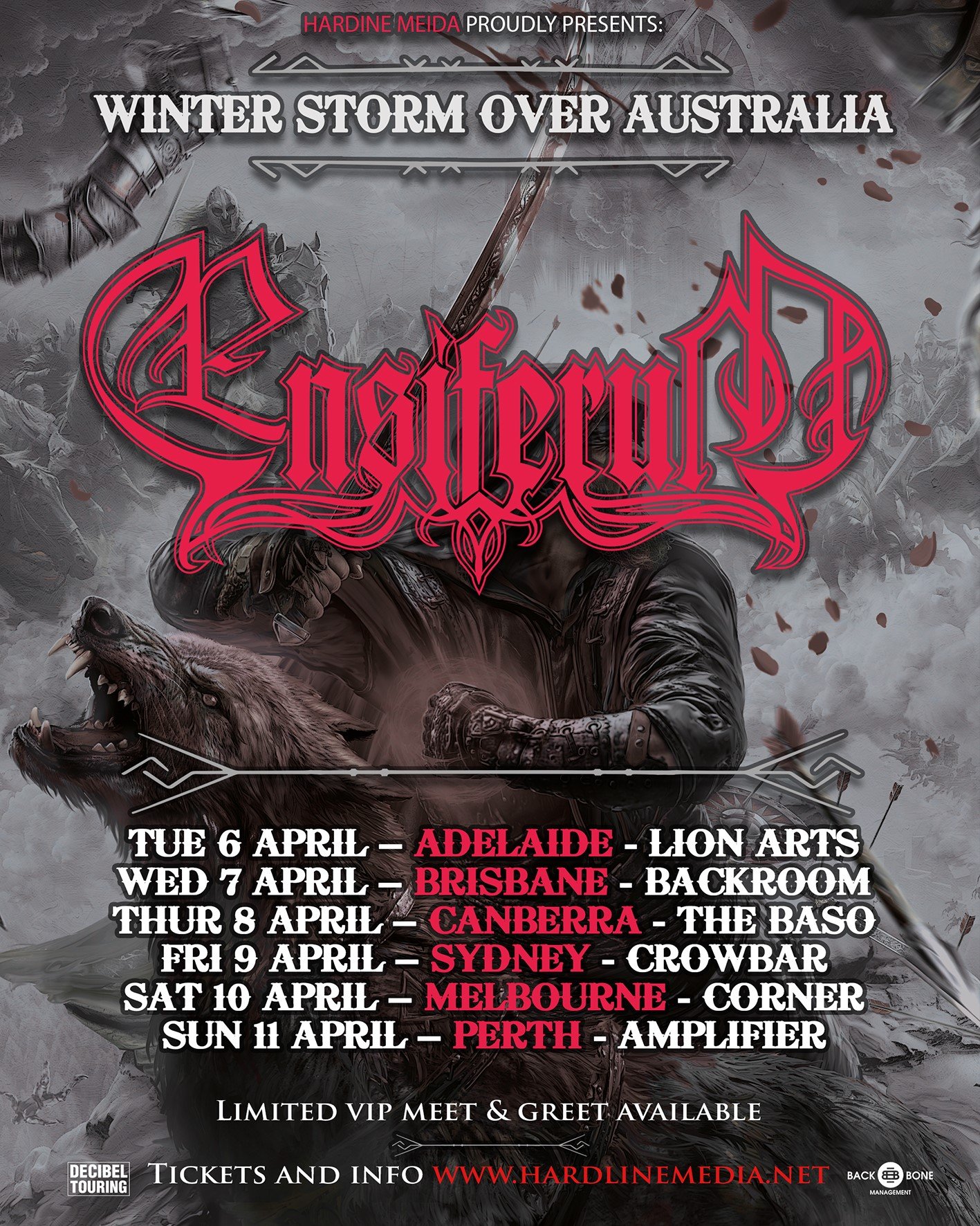 Image of ENSIFERUM - CANBERRA - THE BASO - THUR 8 APR - VIP MEET AND GREET PRESALE