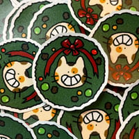 holiday wreath cat sticker