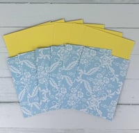 Image 6 of Pastel Card Making Kit for Adults to DIY 6 Light Blue Damask "Hello" Handmade Greeting Cards
