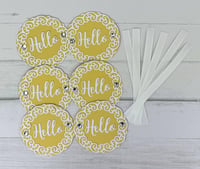 Image 7 of Pastel Card Making Kit for Adults to DIY 6 Light Blue Damask "Hello" Handmade Greeting Cards