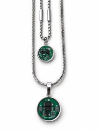 Image 2 of Islington Necklace│Double Microchip Circuit Board Pendant Necklace – Tech Jewelry