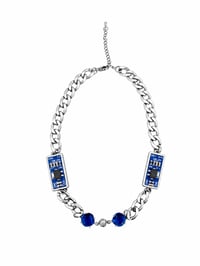 Image 2 of Lawrence Choker│Microchip Circuit Board Choker Necklace with Sapphire Glass Stones –Tech Jewelry