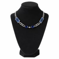 Image 1 of Lawrence Choker│Microchip Circuit Board Choker Necklace with Sapphire Glass Stones –Tech Jewelry
