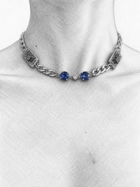 Image 3 of Lawrence Choker│Microchip Circuit Board Choker Necklace with Sapphire Glass Stones –Tech Jewelry
