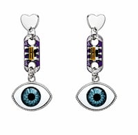 Image 2 of Union│Microchip Circuit Board Earrings with Dangling Eye Charms – Tech Jewelry