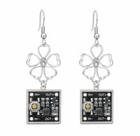 Rosedale│Square Microchip Circuit Board Earrings  Steel Flower Detail – Tech Jewelry