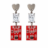 Glencairn│Microchip Circuit Board Earrings with White Glass Stone – Futuristic Tech Jewelry