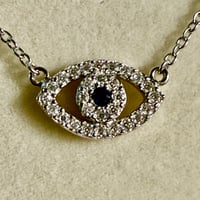 Image 1 of The Zara | Evil Eye Moissanite Pendant Necklace | 925 Sterling Silver | Adjustable 16–18”