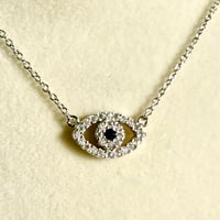 Image 2 of The Zara | Evil Eye Moissanite Pendant Necklace | 925 Sterling Silver | Adjustable 16–18”