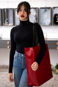Image 4 of Large handmade shopping bag - Red