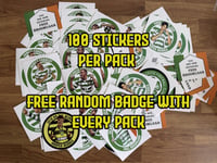 100 Stickers - FREE RANDOM BADGE WITH EVERY PACK ORDERED