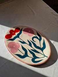Image 1 of TRIO | grand plat ovale rouge et rose