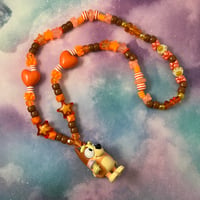 Image 2 of Blue Brown Dog Cartoon Character Kandi Necklace