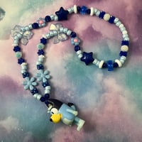 Image 1 of Blue Brown Dog Cartoon Character Kandi Necklace
