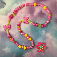 Image 1 of Pink Loopy Flower Kandi Necklace