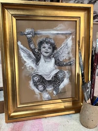 Image 1 of Demain c’est loin. ( 31/ 38 cm ) Pencil on canvas, Created in Paris, France. (World sipping  )