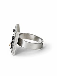 Image 2 of Bloor│Square Microchip Circuit Board Ring – Adjustable Stainless Steel Tech Jewelry