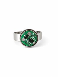 Image 1 of Bay│Circular Microchip Circuit Board Ring – Adjustable Stainless Steel Tech Jewelry