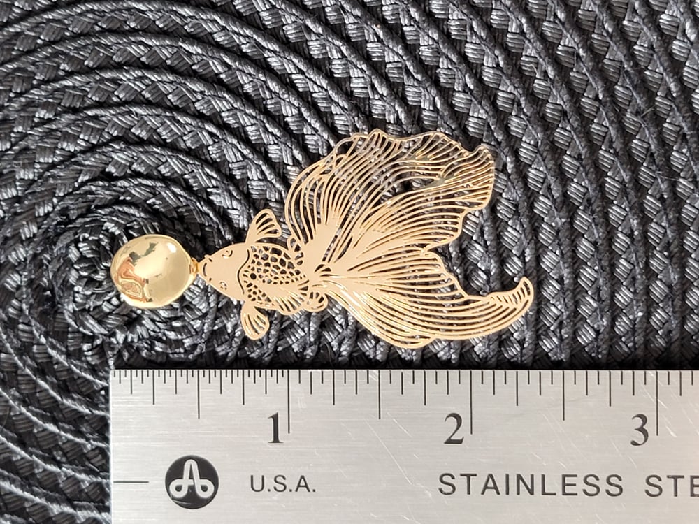 Image of Artisan Organic Pebble Koi Fish Earrings – 18k Gold Plated Statement