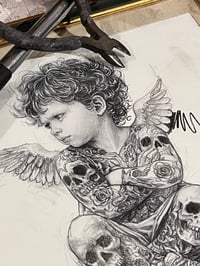 Image 2 of Bad mood Str.  ( Pencil on thick paper ) 31/46cm, Made in Paris, France. World shipping.