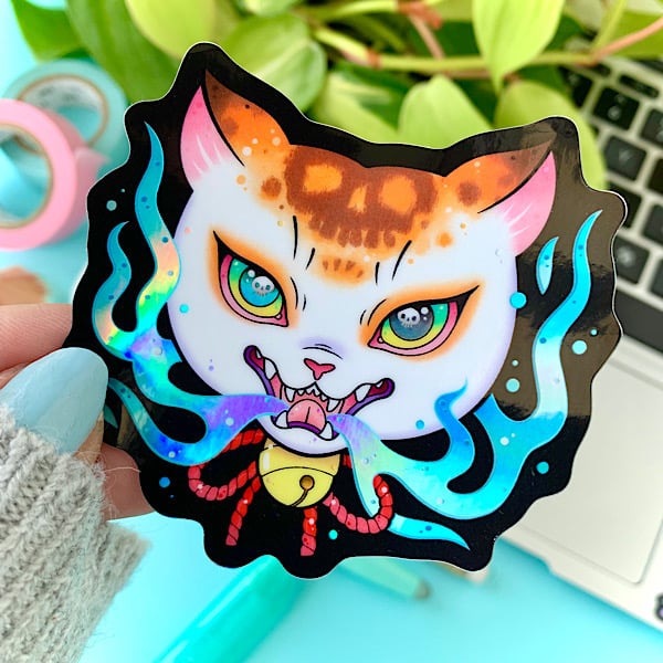 Image of HOLOGRAPHIC Yokai Nekomata STICKER