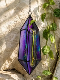 Image 2 of Purple dichroic stained glass suncatcher propagation station 