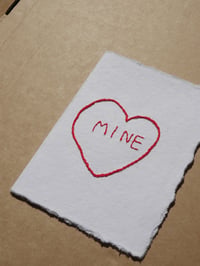 Image 3 of Mine (My Heart) Hand Embroidered Card