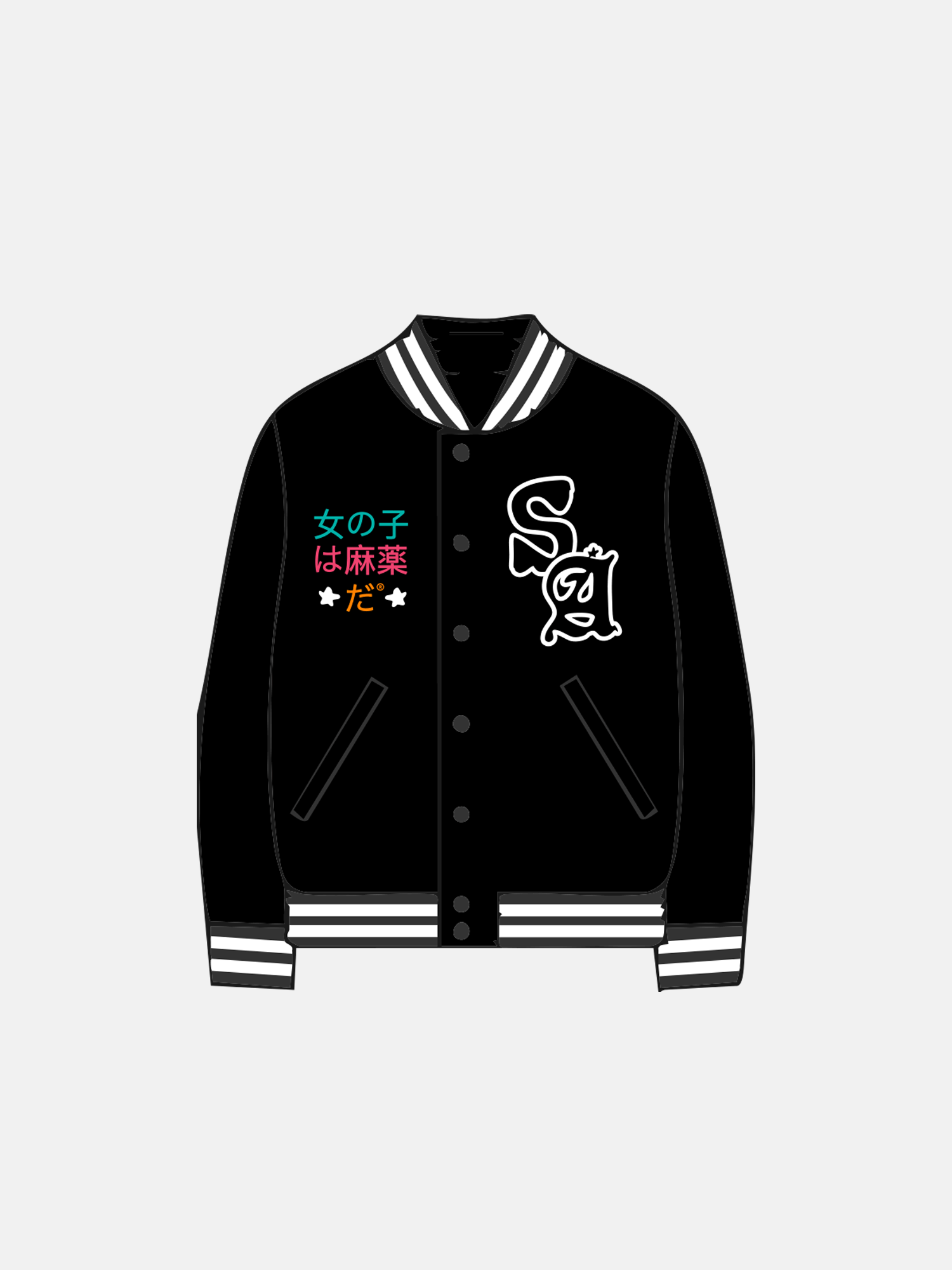 Image of GIRLS ARE DRUGS® x SAN ANTONIO VARSITY BOMBER JACKET