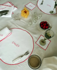 Image 4 of Hand Embroidered Word Round Placemat
