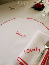 Image 5 of Hand Embroidered Word Round Placemat