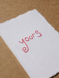 Image 2 of 'Yours' Hand Embroidered Card