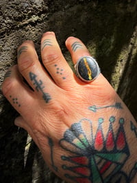 Image 4 of WL&A Handmade Heavy Ingot  Black Jack Sunburst Ring - Size 8