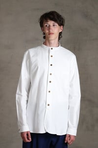 Image 2 of BED SHIRT - white chambray