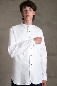 Image 10 of BED SHIRT - white chambray