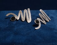 Image 1 of Vintage Squiggle and Black Onyx Earrings 