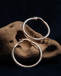 Image 2 of Vintage Chevron Hollow Hoops 