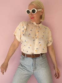 Image 1 of Two Hearts Label Dreamy Floral Short Sleeve Cotton Linen Shirt