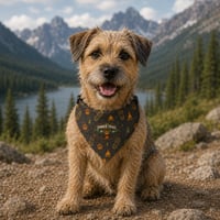 Image 1 of Ember Trail Clip-On Pet Bandana - Adventure Campfire Paw Print Design