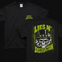 Image 1 of Lies N’ Destruction “Skull Smoke” Vintage Punk Tee (Black)