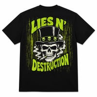 Image 3 of Lies N’ Destruction “Skull Smoke” Vintage Punk Tee (Black)