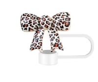 Image 1 of Leopard print bow A straw cover 